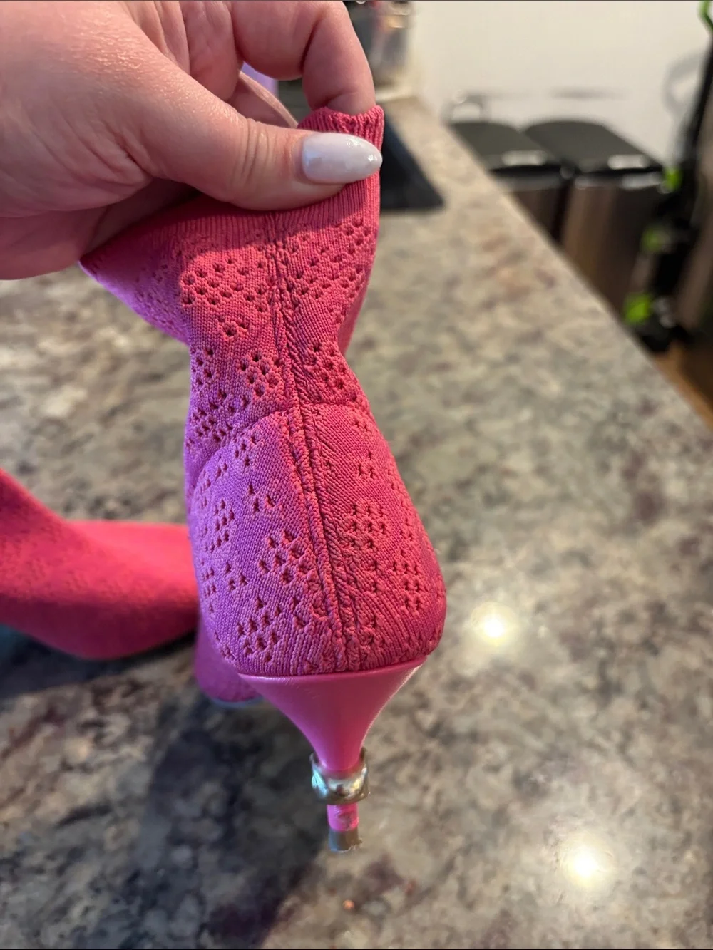 Coach Pink Knit Pointed Ankle Booties